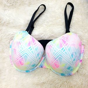 Wear Everywhere Push Up Bra Multi Colored 90s Vibe Size 36DDD